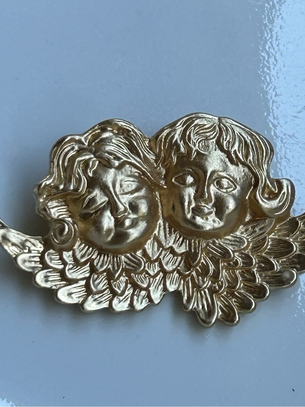 Gold Angel Cherub Brooch Pin